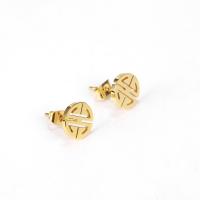 Titanium Steel Stud Earring, plated, for woman & hollow 9mm 