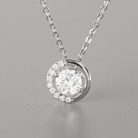 Cubic Zircon Micro Pave Brass Necklace, Flat Round, platinum plated, oval chain & for woman & with cubic zirconia Approx 17.7 Inch 