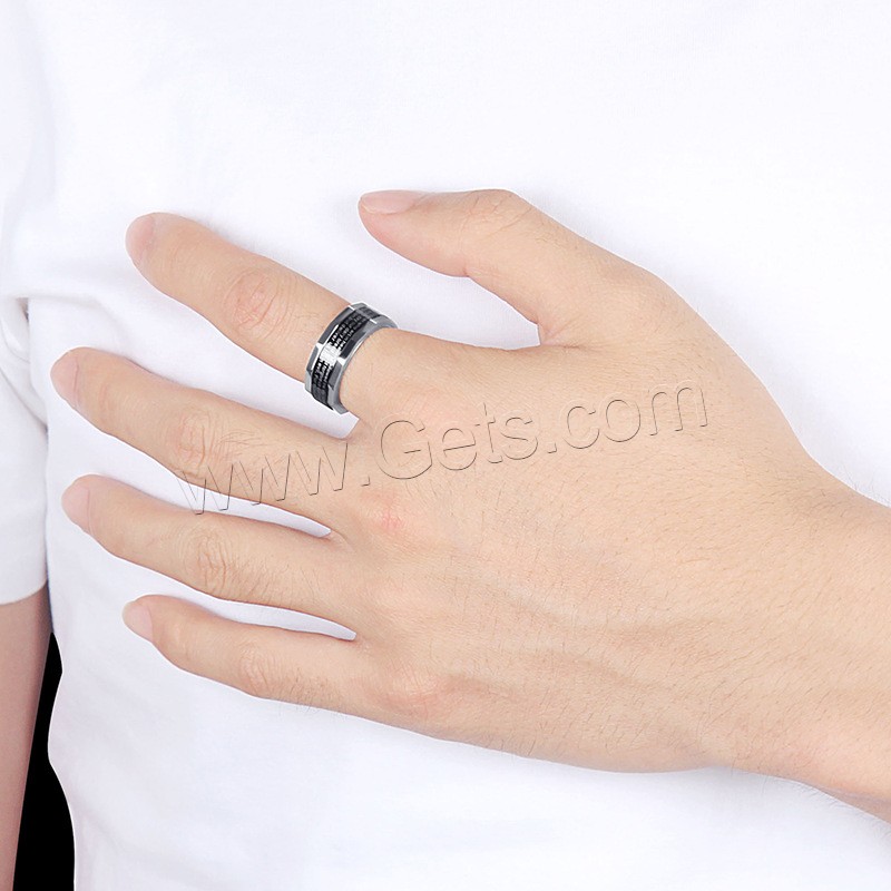 Titanium Steel Finger Ring, plated, different size for choice & for man, black, 8mm, US Ring Size:7-12, Sold By PC