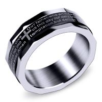 Titanium Steel Finger Ring, plated & for man, black, 8mm, US Ring 