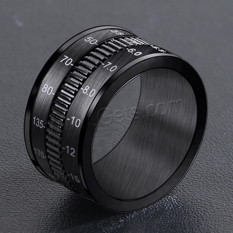 Titanium Steel Finger Ring, black ionic, different size for choice & for man, 12mm, US Ring Size:7-12, Sold By PC