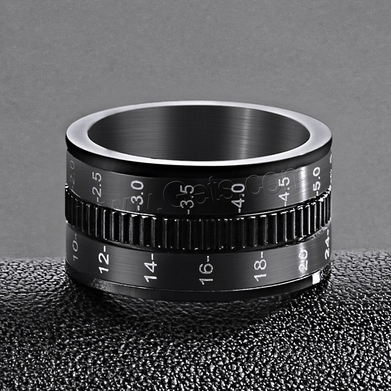 Titanium Steel Finger Ring, black ionic, different size for choice & for man, 12mm, US Ring Size:7-12, Sold By PC