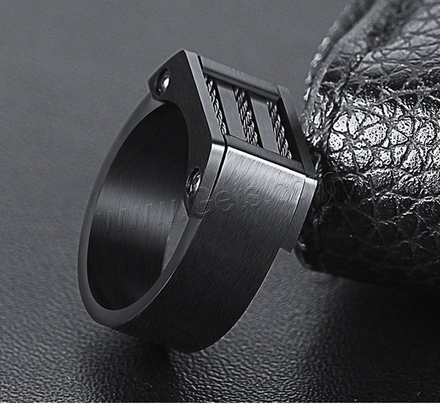 Titanium Steel Finger Ring, black ionic, different size for choice & for man, 10.5mm, 8mm, 19mm, US Ring Size:7-12, Sold By PC