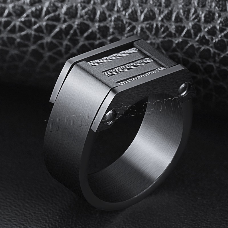 Titanium Steel Finger Ring, black ionic, different size for choice & for man, 10.5mm, 8mm, 19mm, US Ring Size:7-12, Sold By PC