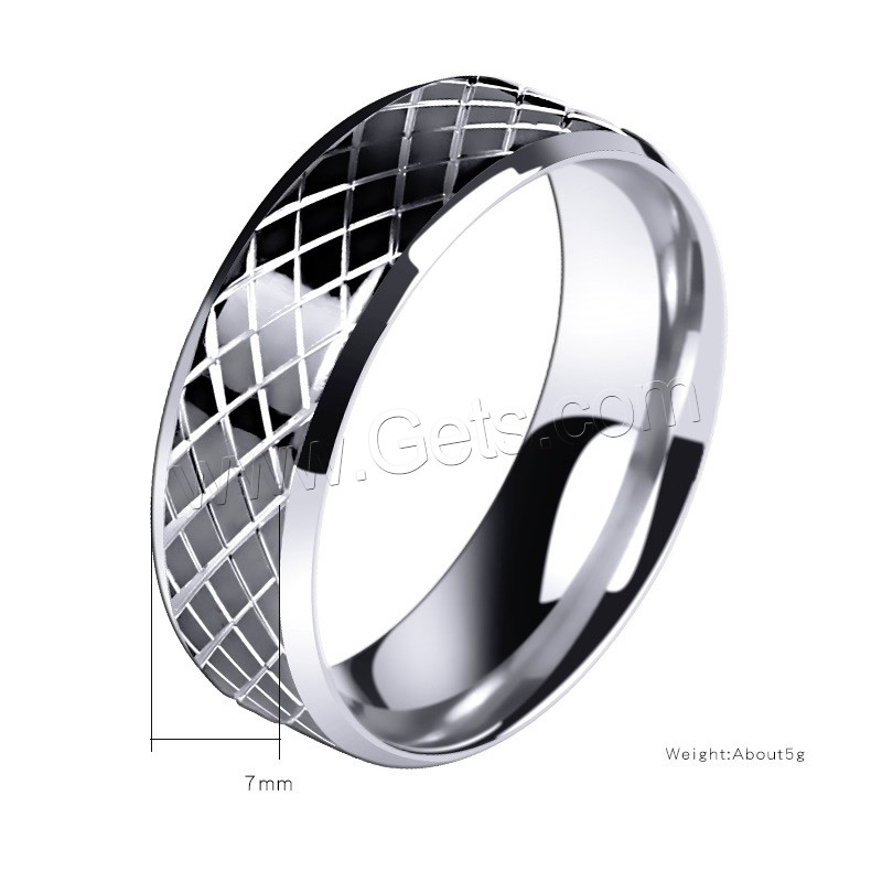 Titanium Steel Finger Ring, black ionic, different size for choice & for man, 7mm, US Ring Size:7-12, Sold By PC