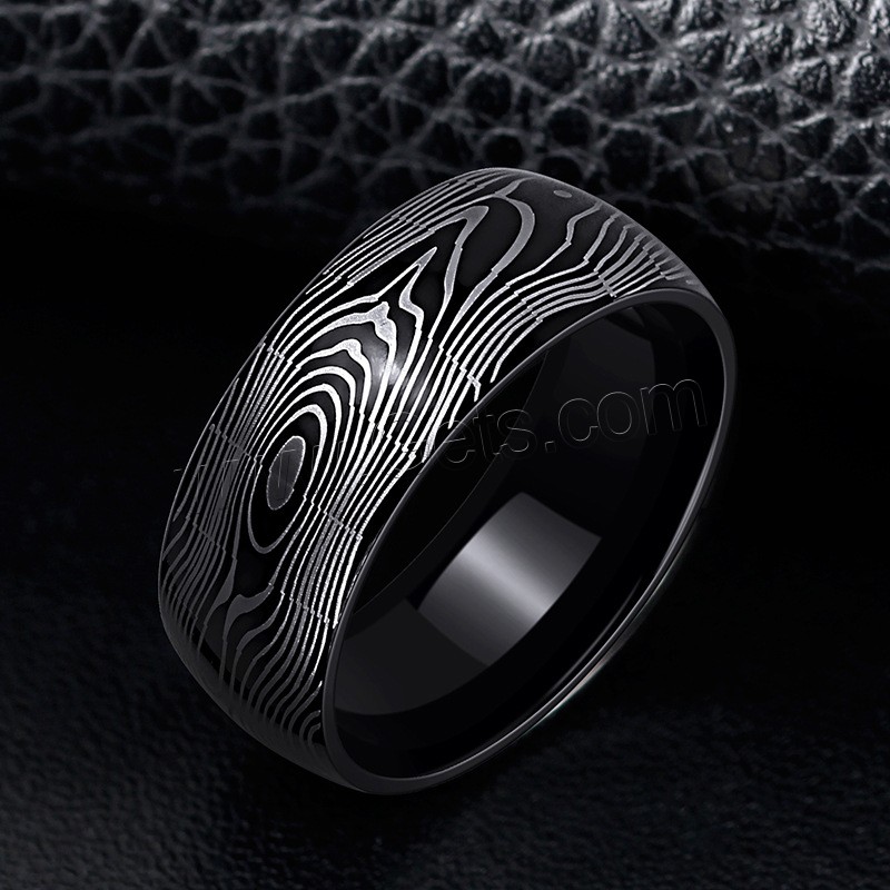 Титан Сталь палец кольцо, титан, Кольцевая форма, черный покрытием, разный размер для выбора & Мужский, 8mm, размер:7-12, продается PC