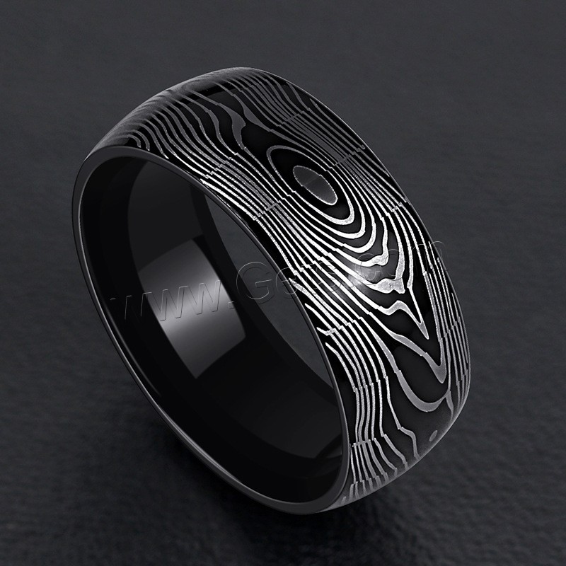 Anillo de dedo de acero Titanium de, Partículas de acero, Donut, iónico negro, diverso tamaño para la opción & para hombre, 8mm, tamaño:7-12, Vendido por UD