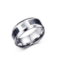 Titanium Steel Finger Ring, with Carbon Fibre, Donut, plated & micro pave cubic zirconia & for man, 8mm, US Ring 