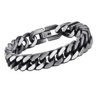 Titanium Steel Finger Ring, silver color plated & curb chain & for man, 9mm 