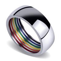Titanium Steel Finger Ring, Donut, silver color plated & for man & enamel, 8mm, US Ring 