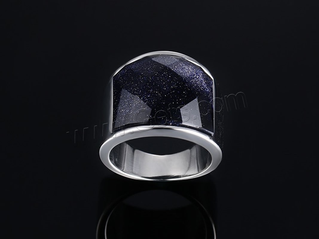 Titanium Steel Finger Ring, with Blue Goldstone, Donut, Unisex & different size for choice, 19mm, US Ring Size:8-12, Sold By PC
