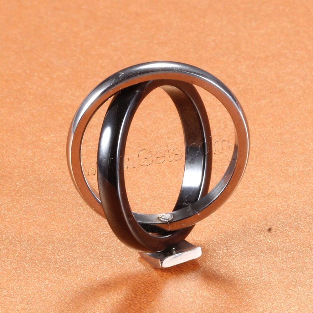 Titanium Steel Finger Ring, with Porcelain, Donut, plated, Unisex & different size for choice & micro pave cubic zirconia, 7mm, US Ring Size:6-10, Sold By PC