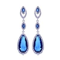Cubic Zirconia Micro Pave Brass Earring, Teardrop, platinum color plated, micro pave cubic zirconia & for woman 