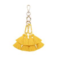 Zinc Alloy Key Chain Jewelry, with Cotton Thread & Acrylic, Tassel, gold color plated 190mm 