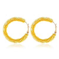 Zinc Alloy Hoop Earring, with Sequins, gold color plated, Korean style & for woman 