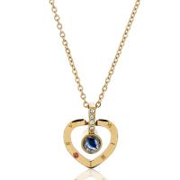 Titanium Steel Miniature Projection Necklace, with Natural Stone, with 5cm extender chain, Heart, plated, Korean style & for woman & with rhinestone Approx 19.3 Inch 