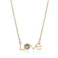 Titanium Steel Miniature Projection Necklace, with Natural Stone, with 5cm extender chain, Alphabet Letter, plated, Korean style & for woman Approx 18.12 Inch 