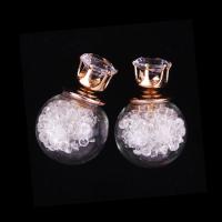 Zinc Alloy Double Faced Stud Earring, with Glass, gold color plated, for woman & with cubic zirconia 