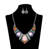 Fashion Zinc Alloy Jewelry Sets, earring & necklace, with Acrylic, plated, oval chain & for woman 40mm,17mm Approx 19.68 Inch 