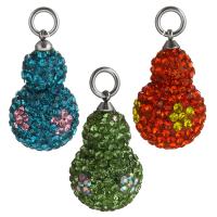 Rhinestone Stainless Steel Pendants, with Rhinestone Clay Pave, Calabash Approx 4.5mm 