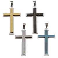 Stainless Steel Cross Pendants, with letter pattern Approx 