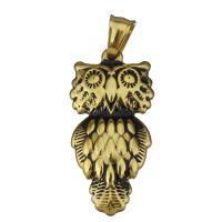 Stainless Steel Animal Pendants, Owl, gold Approx 