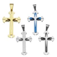 Colgantes de Cruces de acero inoxidable, más colores para la opción, 32.5x53x6.5mm, agujero:aproximado 6x10mm, Vendido por UD