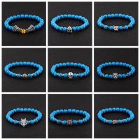 Synthetic Turquoise Bracelet, with Zinc Alloy & for man, blue, 8mm .5 Inch 