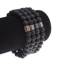 Lava Bead Bracelet, with Zinc Alloy, micro pave cubic zirconia & for man 8mm .5 Inch 