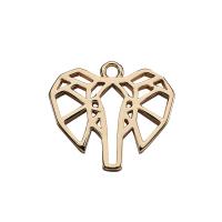 Hollow Brass Pendants, Elephant, plated, for woman, gold, 14mm 