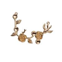 Brass Hair Stick Findings, Flower, real gold plated, for woman, 35*46mm 