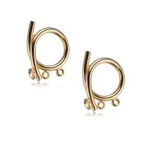 Brass Earring Drop Component, real gold plated, DIY & with loop & for woman & hollow, 1.5*21.3mm 