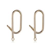 Brass Earring Drop Component, real gold plated, DIY & with loop & for woman & hollow, 1.4*26mm 