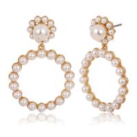 Plastic Pearl Zinc Alloy Earring, with Plastic Pearl, Donut, plated & for woman & with rhinestone 