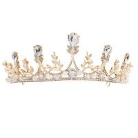 Bridal Tiaras, Zinc Alloy, with Plastic Pearl, plated, for bridal & with rhinestone 