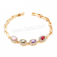Cubic Zirconia Brass Bracelets, plated, for woman & with cubic zirconia, golden, 5mm,12mm Inch 