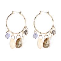 Zinc Alloy Leverback Earring, with Plank & Shell, plated, for woman, golden 
