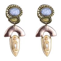 Resin Zinc Alloy Earring, with Resin, plated, vintage & folk style & for woman, multi-colored 