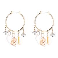 Zinc Alloy Leverback Earring, with Shell & Acrylic, plated, for woman, golden 