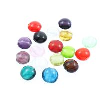 Lampwork Beads, Flat Round & silver powder, Random Color Approx 1mm 