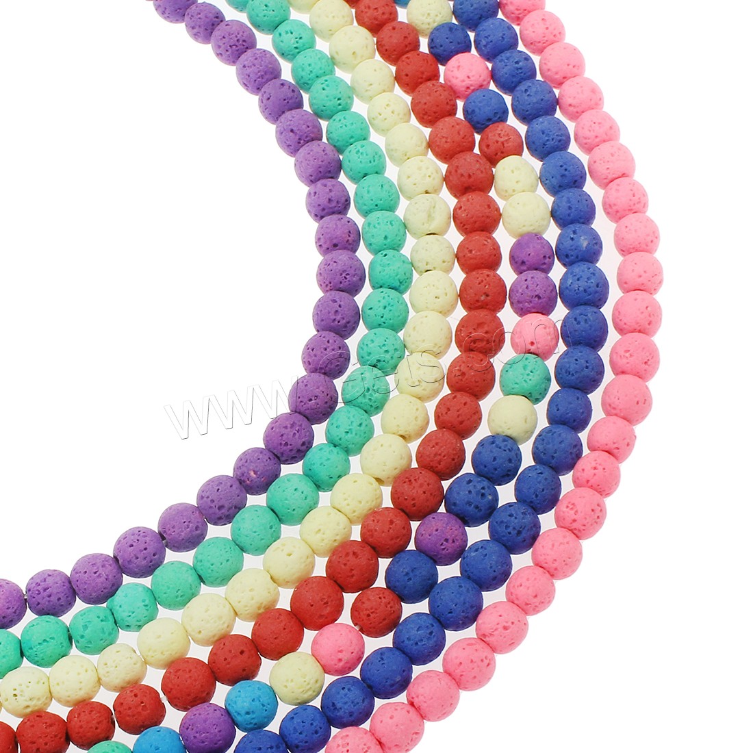 Multicolor Lava Perlen, rund, verschiedene Größen vorhanden, keine, Bohrung:ca. 1mm, verkauft von Strang