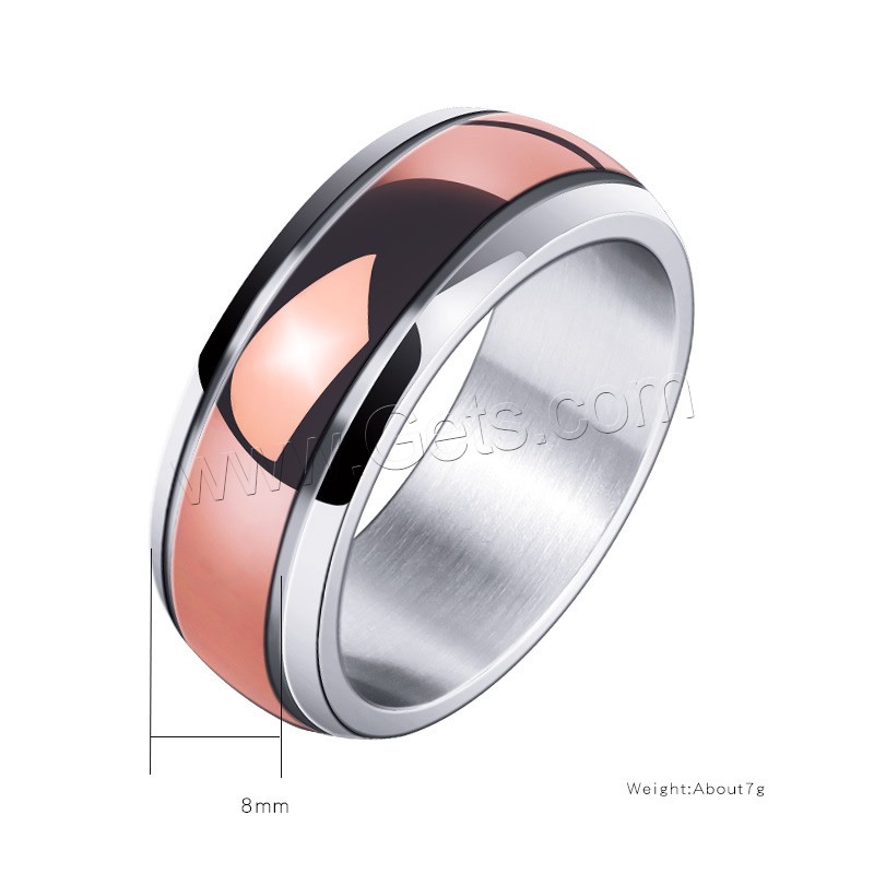 Titanium Steel Finger Ring, Donut, plated, different size for choice & for man, 8mm, US Ring Size:7-12, Sold By PC