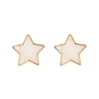 Zinc Alloy Stud Earring, with Acetate, Star, gold color plated, stoving varnish & for woman 