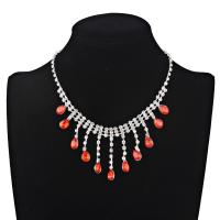 Fashion Choker Necklace, Zinc Alloy, with 5cm extender chain, platinum color plated, for woman & with rhinestone 40mm Approx 13.38 Inch 