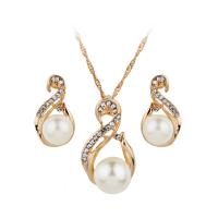 Rhinestone Zinc Alloy Jewelry Set, earring drop pendant & necklace, with ABS Plastic Pearl, with 5cm extender chain, plated, Singapore chain & for woman & with rhinestone Approx 16.93 Inch 