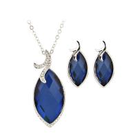 Rhinestone Zinc Alloy Jewelry Set, earring drop pendant & necklace, with Crystal, with 5cm extender chain, platinum color plated, oval chain & for woman & with rhinestone  Approx 16.93 Inch 
