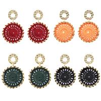 Zinc Alloy Drop Earring, with Cotton Thread, gold color plated, folk style & for woman 