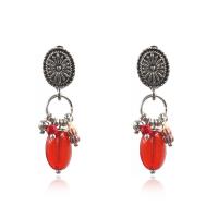 Zinc Alloy Drop Earring, with Seedbead, stainless steel post pin, gun black plated, for woman 