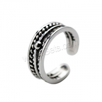 Brass Finger Ring, Round, silver color plated, Adjustable & open & for woman & hollow, metallic color plated, 16mm 