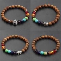 Gemstone Bracelets, with Wood & Zinc Alloy, Unisex brown, 8mm .5 Inch 